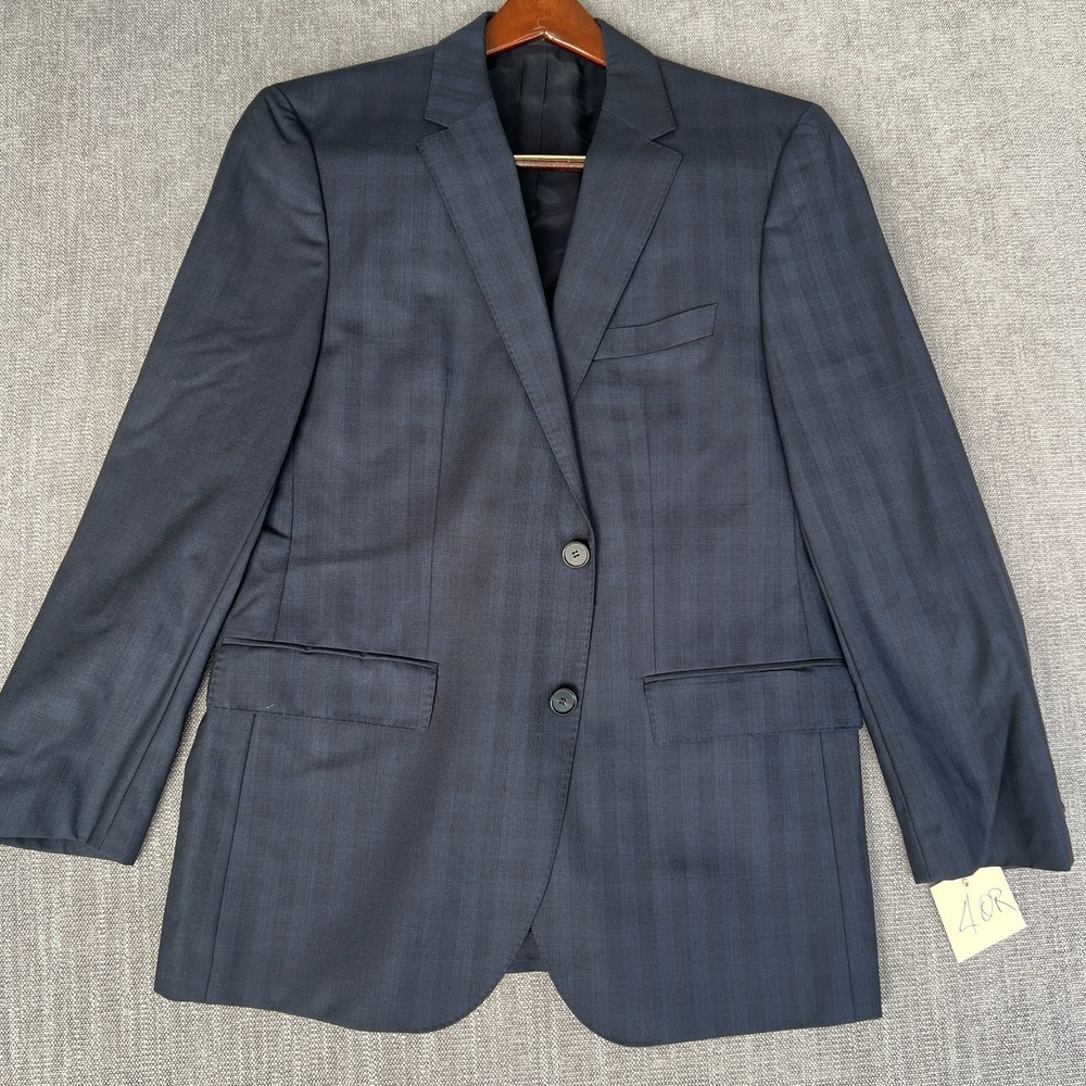 Hugo Boss Blazer Jacket Mens 40R Blue Plaid Wool Business Career Luxury Designer